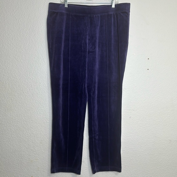 Zenergy by Chicos Women’s Size 3 Velour Pintuck Pant Wild Iris Pull On Pant NWT - Picture 1 of 12
